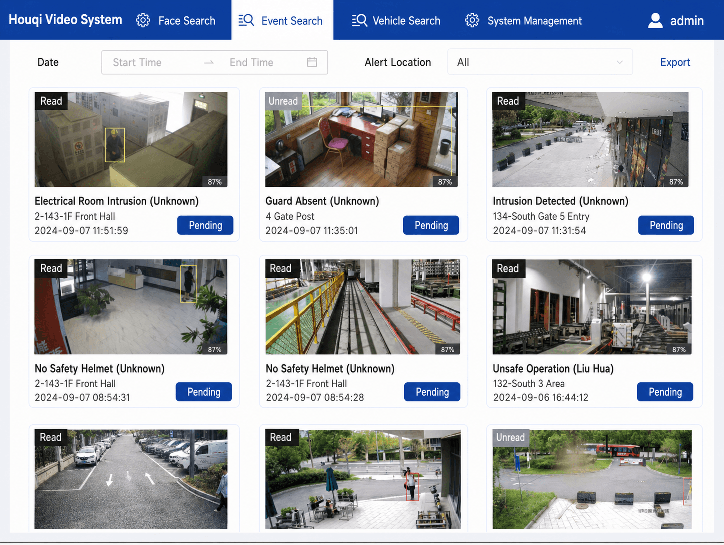 English alert management interface of the Houqi Open Algorithm Platform
