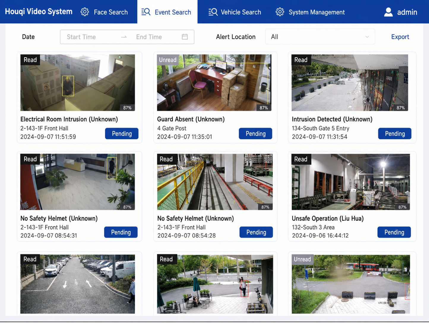 English alert management interface of the Houqi Open Algorithm Platform